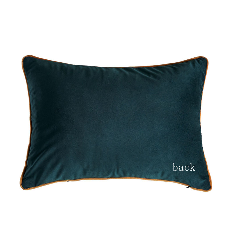 Embroidered Velvet Reversible Pillow Cover, 14" H x 20" W