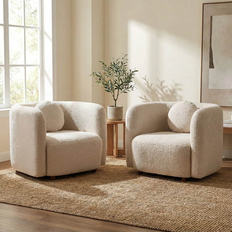  Fauteuil Foye Boucle, Beige, 2