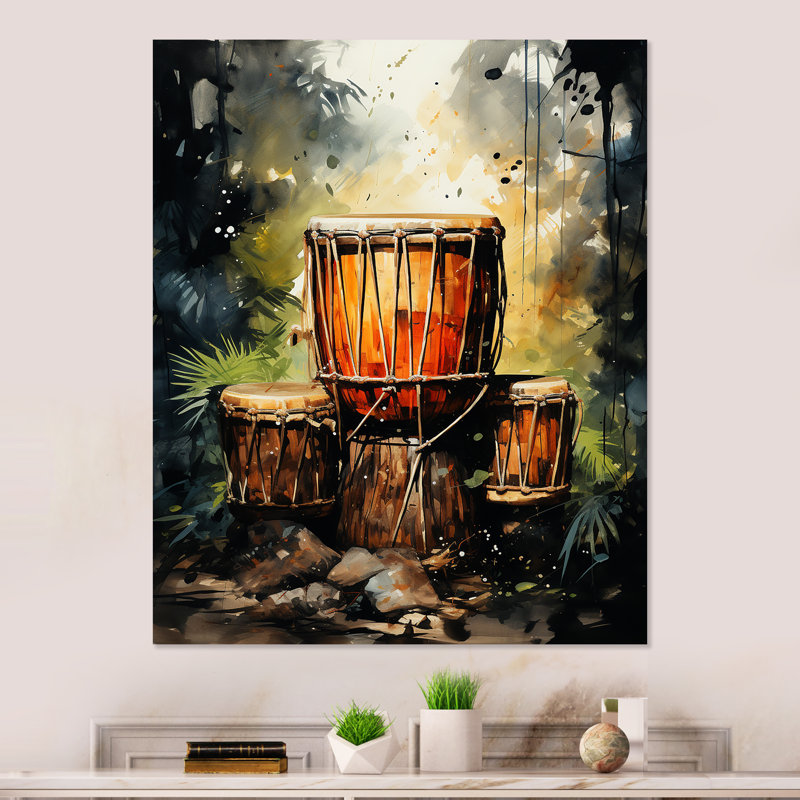 Umber African Djembe Expedition - musique, art mural en métal, H 32 po x l 16 po x P 1 po