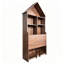Bureau d'écriture pliable avec tablettes de rangement et bibliothèque convertible-1068053882