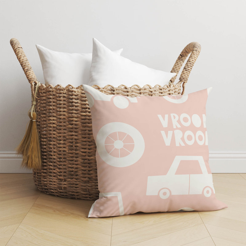 Coussin Vroom, H 16 po x l 16 po, Rose