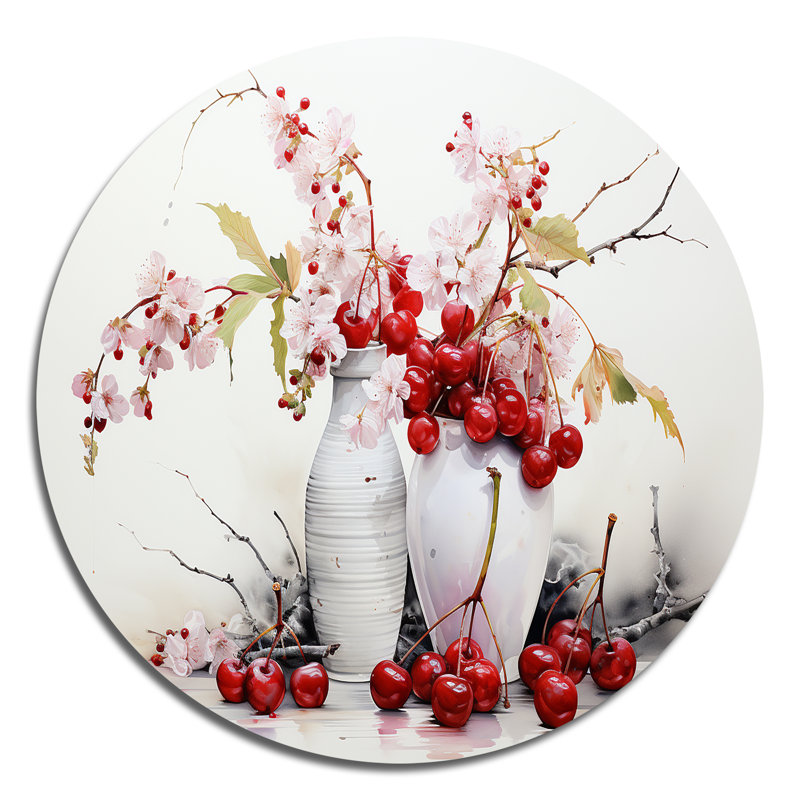 Cherry Simplicity - Art rond en métal, H 16 po x l 16 po