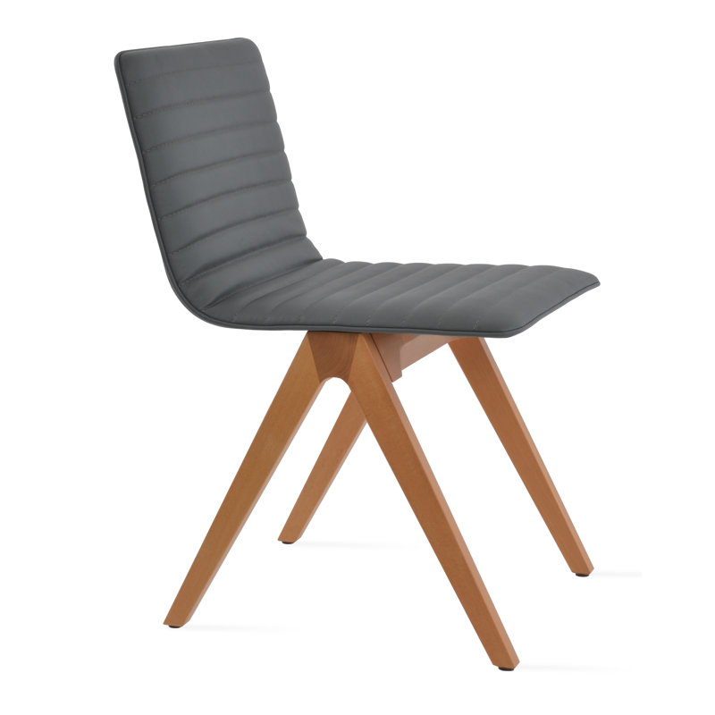Fino Upholstered Solid Back Side Chair, Gray, Natural