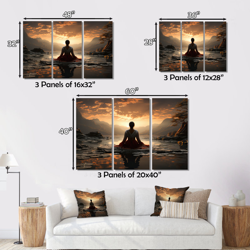 «Black Peach Meditation Eernal Now», reproduction d'art sur toile encadrée, H 34 po x l 44 po x P 1,5 po, Encadrement argenté