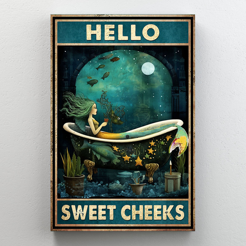 «Blue Mermaid - Hello Sweet Cheek», impression sur toile tendue, H 48 po x l 32 po x P 1,25 po