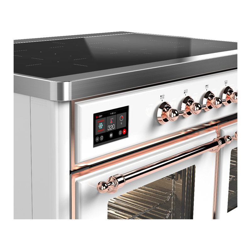 Majestic III Series 40 Inch Induction Range with 6 Induction Elements in White (Copper Trim), White, Copper