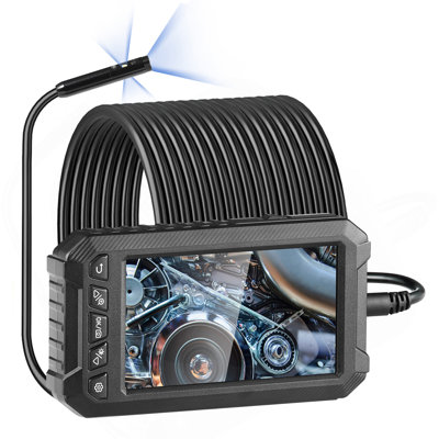 Endoscope Camera With Lights Triple Lens Borescope 49.2FT Cable 5" Screen