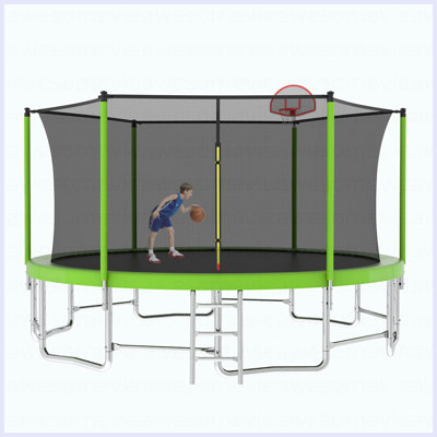 15FT For Kids Children With Safety Enclosure Net Outdoor Backyards Large Recreational Trampoline