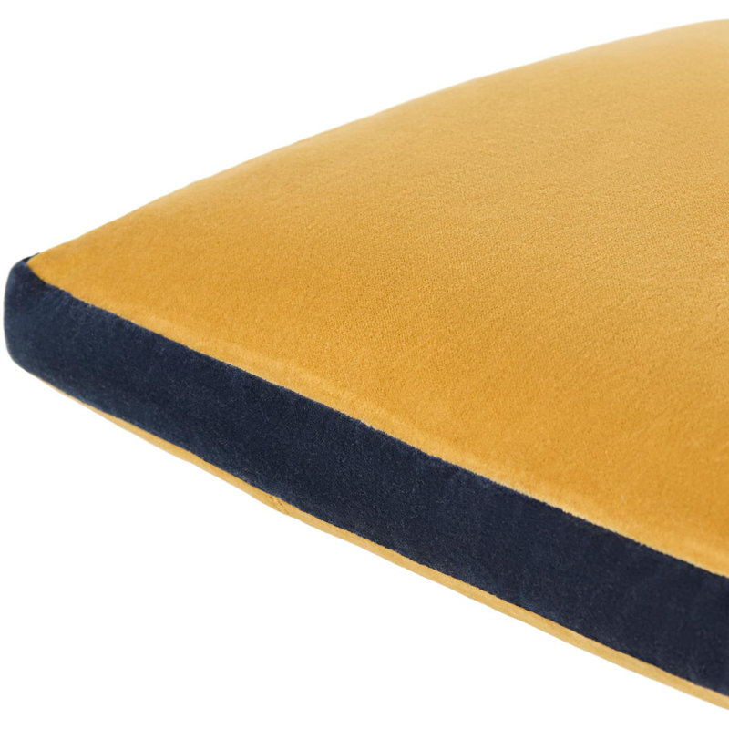  Nicholas Cotton Throw Pillow, Down, 20" x 20", Yellow/Navy