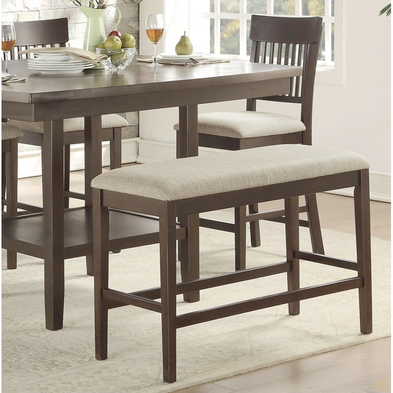 Counter Height Bench 1Pc Fabric Upholstered
