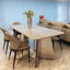 Table à manger rectangulaire en marbre argenté, bois manufacturé et acier inoxydable-1141577621