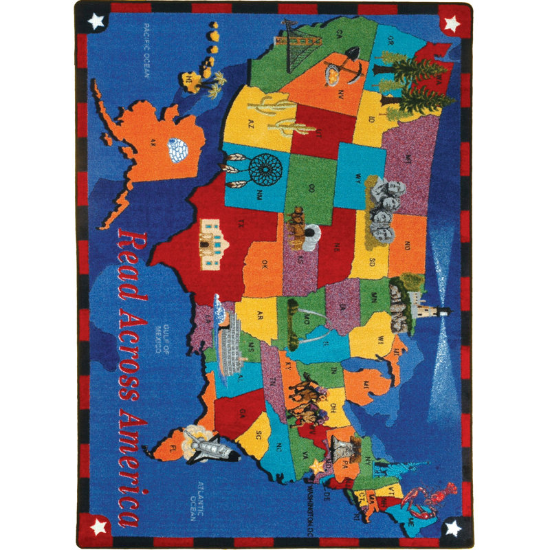 Tapis éducatif à travers l'Amérique, Rectangle 5 pi 4 po x 7 pi 8 po