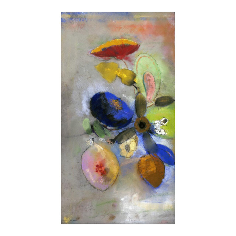 Fleurs par Odilon Redon - Estampe numérique, H 20 po x l 16 po