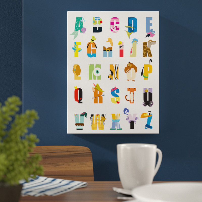 Disney Alphabet Textual Art on Canvas, 50cm H x 40cm W x 3.8cm D