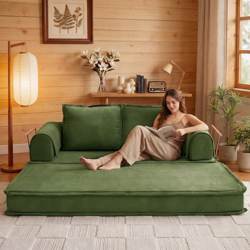 2 Seater Corduroy Sofa, Green