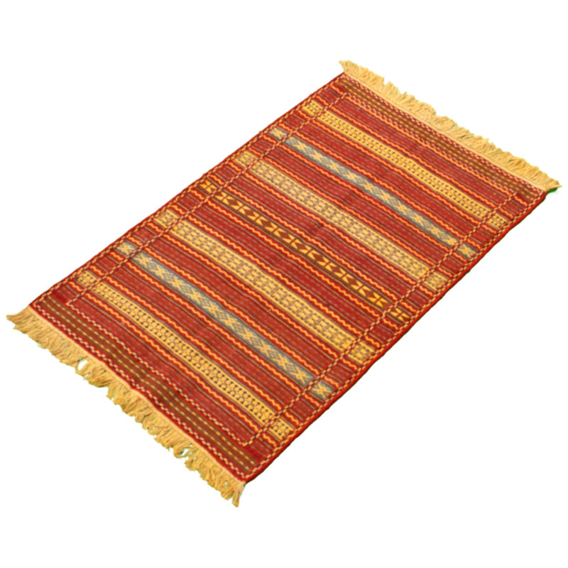 Tapis décoratif en laine de conception unique noué à la main new age kashkoli rouge/jaune 3 pi 2 po x 4 pi 10 po