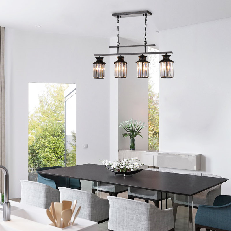 4 - Light Chrome/Black Kitchen Island Pendant