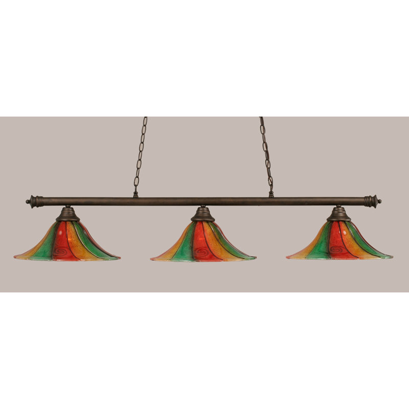Barre d'éclairage à 3 lumières avec verre Mardi gras 16 po Mendez, H 11,25 po x l 55,75 po, Noir mat