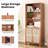 Natural Tall Bookcase With Rattan Doors 5 Tier Storage Wood Shelves Large Bookshelf For Living Room Bedroom Home Office-1611875085