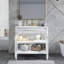 Meuble-lavabo de salle de bain avec lavabo, 2 portes vitrées et tablette réglable-980791200