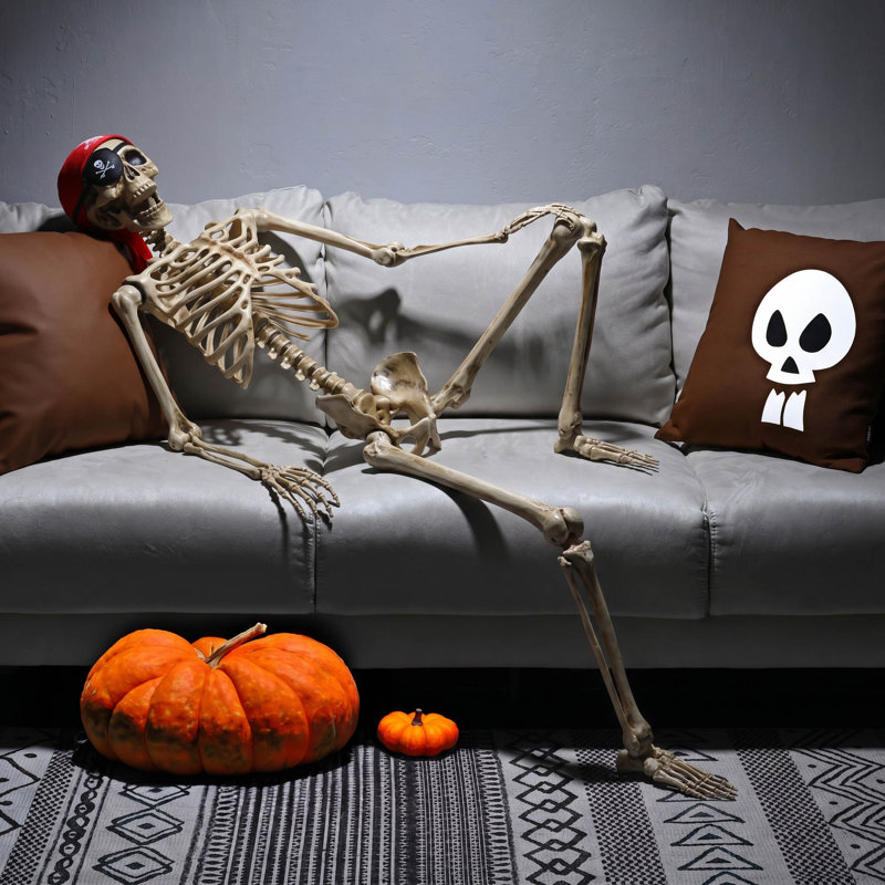  Kaytlynne Yescom Pirate Life Size Skeleton Poseable,Full Size Skeleton Human 5.6 Ft for Halloween Party Decorations Patio