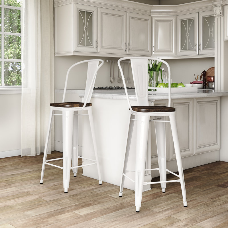 North Andover Bar Stool, White, Bar Stool (29.5” Seat Height)
