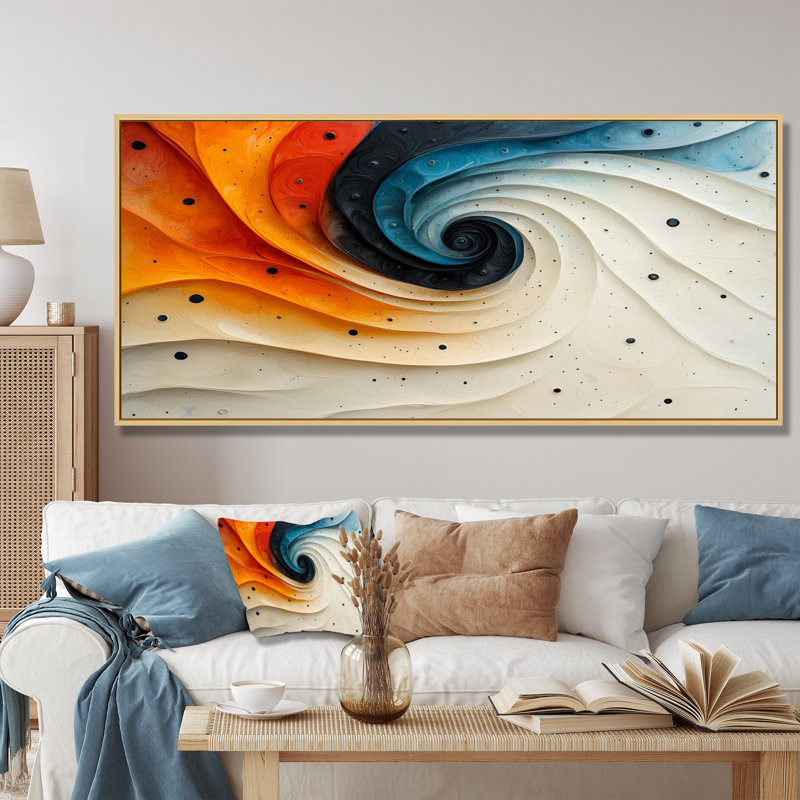 Mathes - Abstract Large Wall Art, H 28 po x l 60 po, Cadre flottant, Blanc