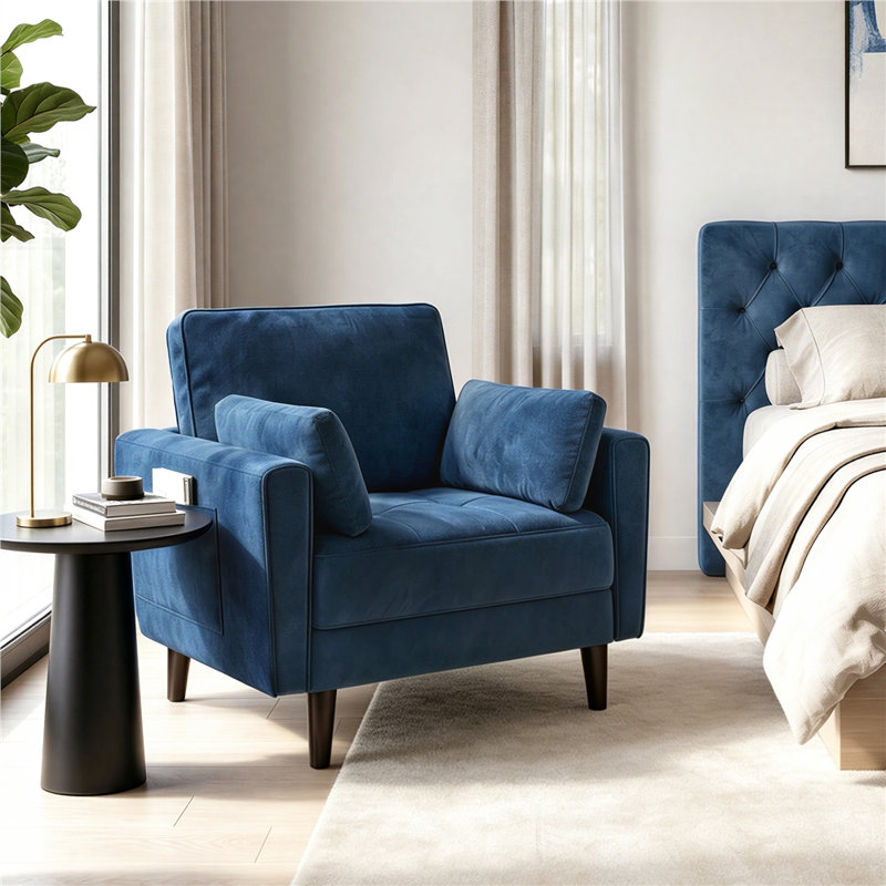 Upholstered Accent Chair, Blue
