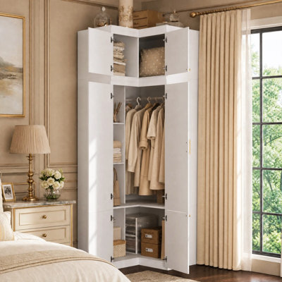 Armoire d'angle en L avec armoire supérieure