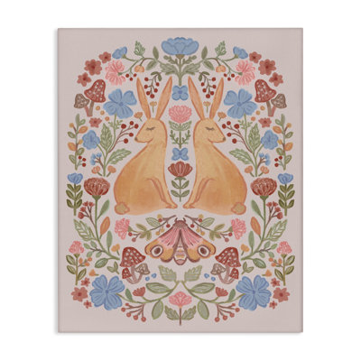  «Autumnal Folk Rabbits», art mural sur toile par Nina Muis