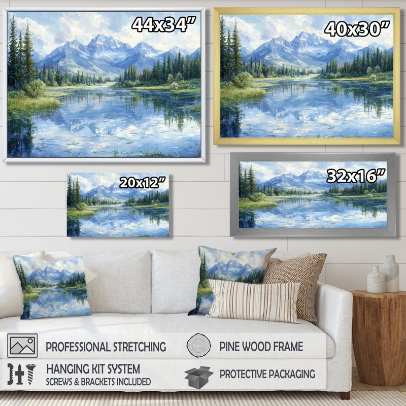 Glendaliz Mountain River Reflections In Rocky Mountains IV - Montagnes, reproduction encadrée, Noir, H 12 po x l 20 po