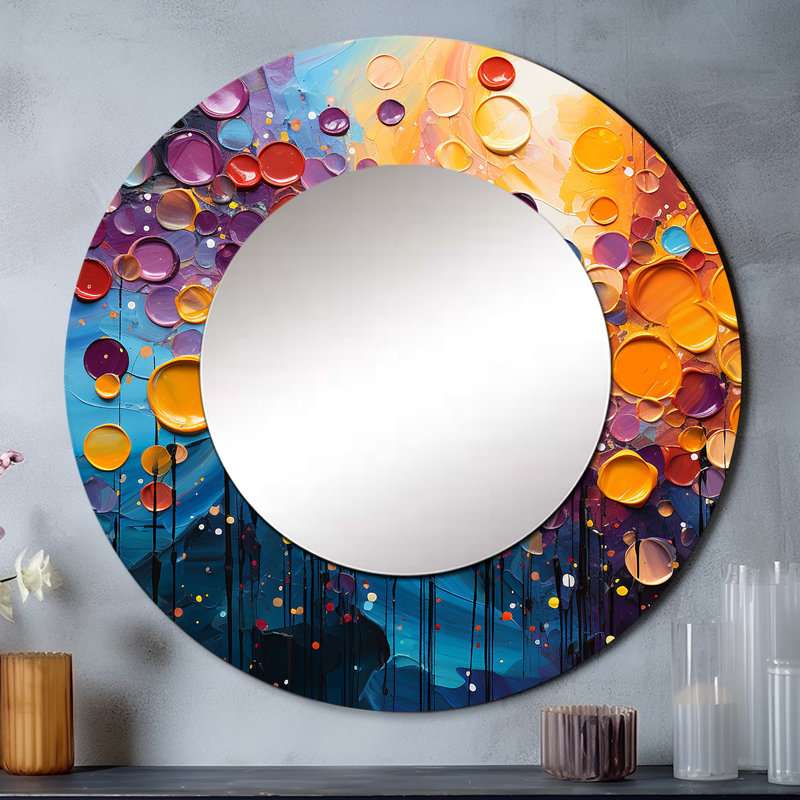 «Dancing Lights - Abstract Collages», miroir mural moderne, art moderne imprimé en métal, 36 po x 36 po