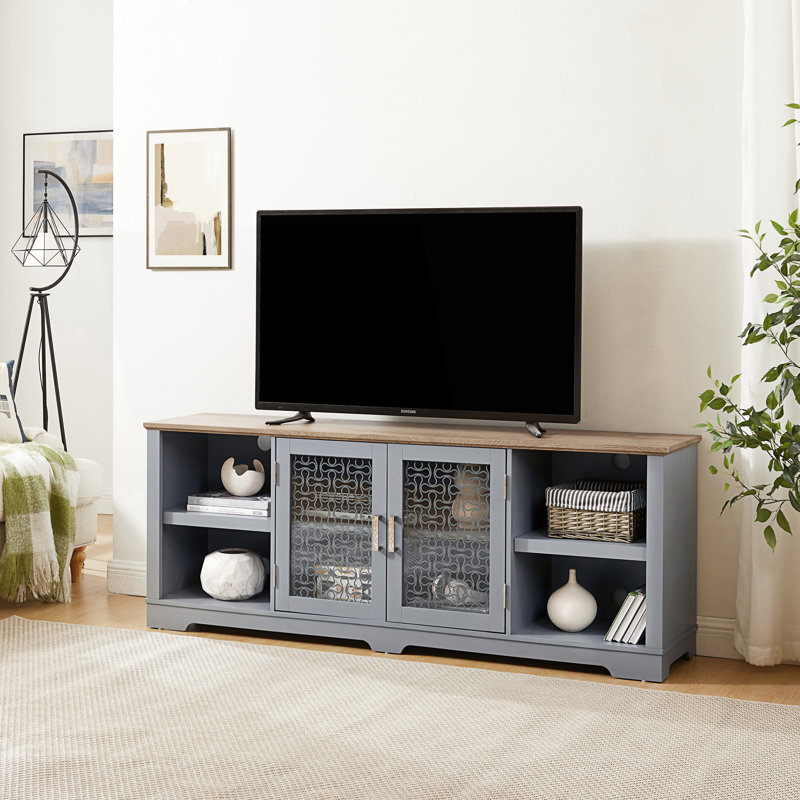 Meuble télé Modern Farmhouse, grande console de divertissement à domicile, accent décoratif