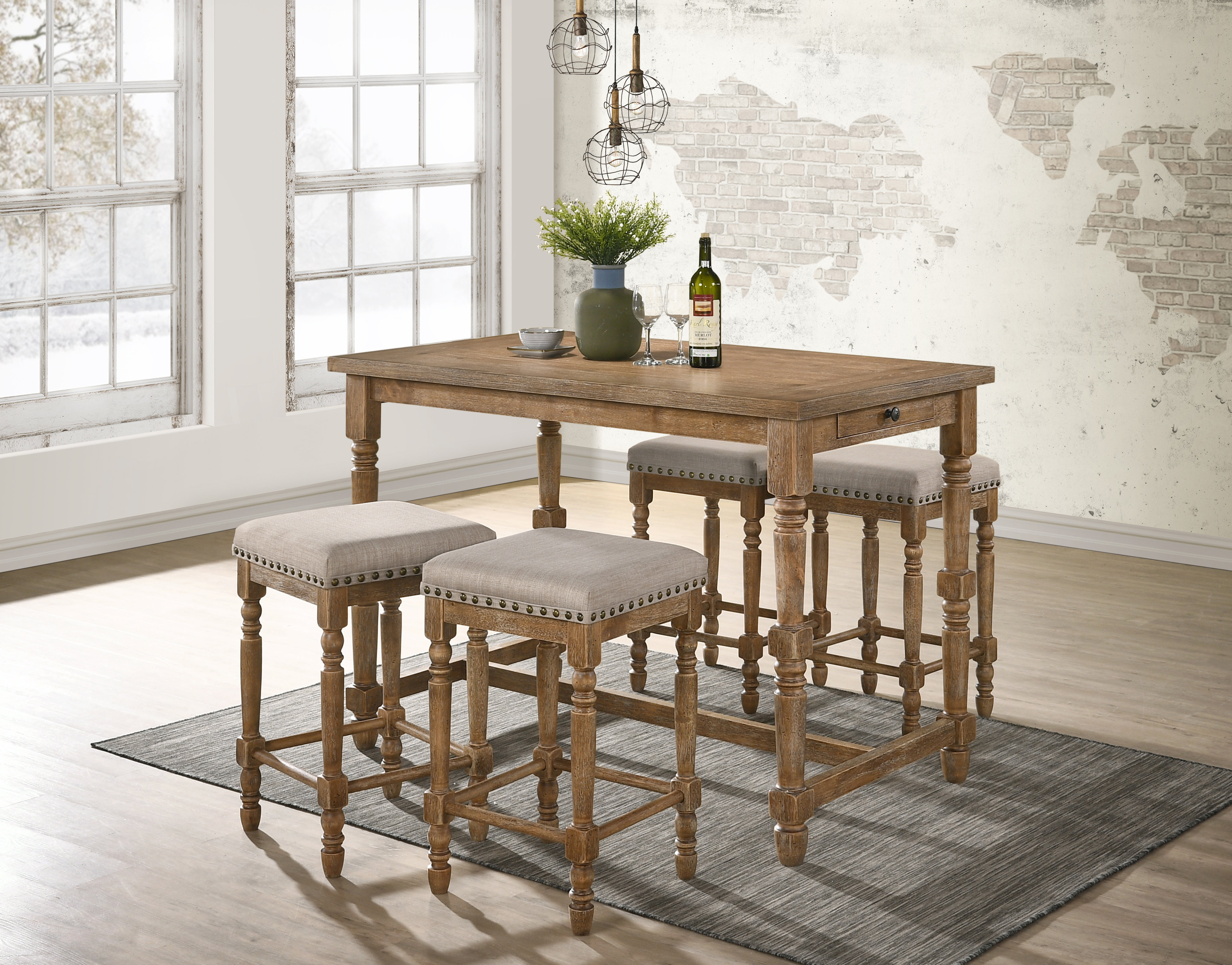 August Grove® Mondragon 5 Piece Counter Height Table Set | Wayfair