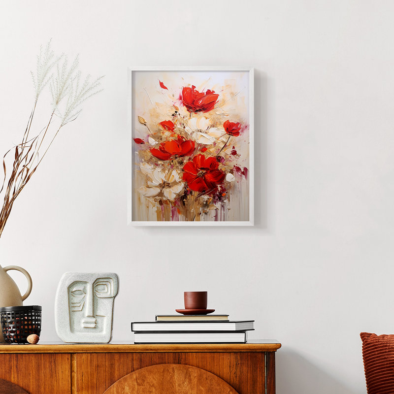 Série FLORAL CCXCI - reproduction encadrée de qualité supérieure - prête à être accrochée - aucun clou requis, Cadre blanc