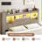 Storage Bed Queen with LED Headboard and Charging Station – Farmhouse Platform Bed with 4 Drawers, Flip-Door Cabinets, USB Ports, No Box Spring Needed, Rustic Gray Wood & Metal Frame-959736487-959736490