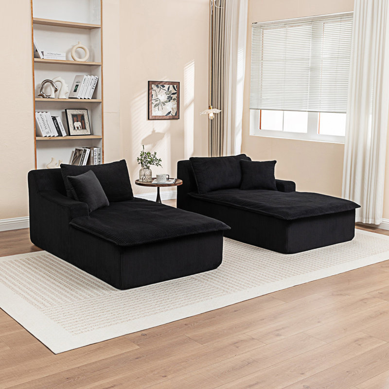 Chaise longue, canapé-lit rembourré, canapé-lit surdimensionné, Noir