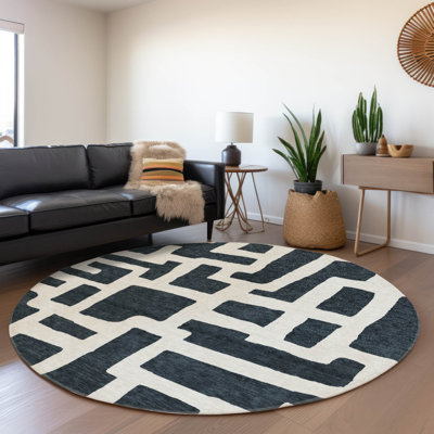 Premium Machine Washable Prisco Black Rug