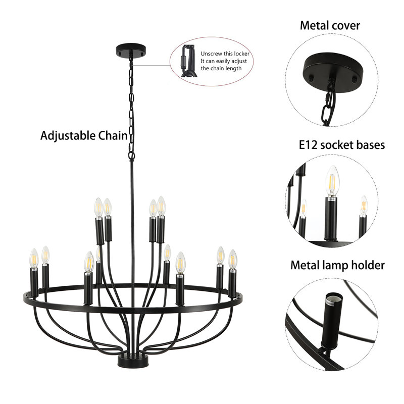 Pippy 12 - Light Geometric Chandelier, Black