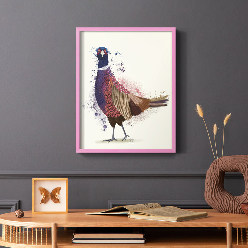 Pheasant Splash 6, reproduction encadrée - bois massif, H 10 po x l 8 po, Rose