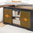55'' L-Shaped Farmhouse Electric Standing Desk, Height Adjustable Sit Stand Corner Desk with Power Outlets, Storage Drawers & Sliding Door for Home Office-372807733-382164546
