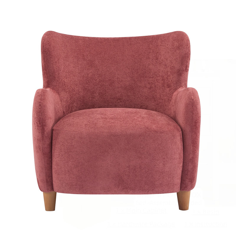 Fauteuil d'appoint rembourré Reshami, Rouge