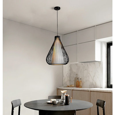 1- Dimmable Light Single Pendant With Black Finsh