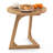 1 PCS Teak Wood Side Table Round Sofa End Table with Slatted Tabletop Nightstand