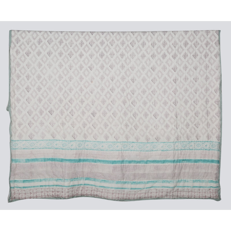 Cotton Geometric Shapes Quilt, King Quilt + 2 Shams