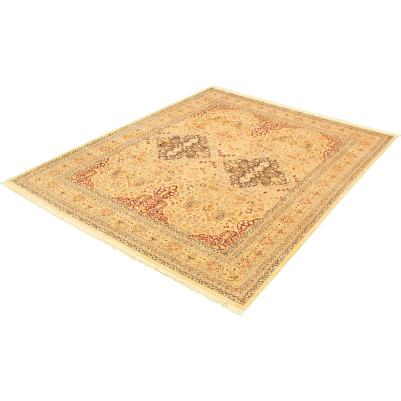 Tapis unique en laine noué à la main de style persan nouvel âge pako crème 8 pi 1 po x 10 pi 2 po