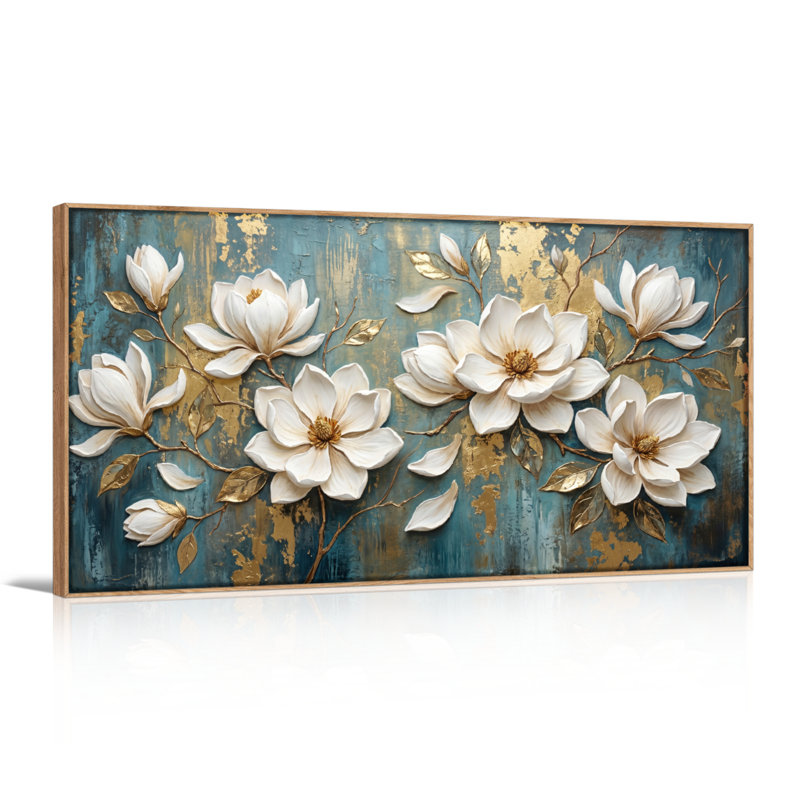 Ensemble de 1 toile murale à motif floral, L 40 po x H 20 po, Natural