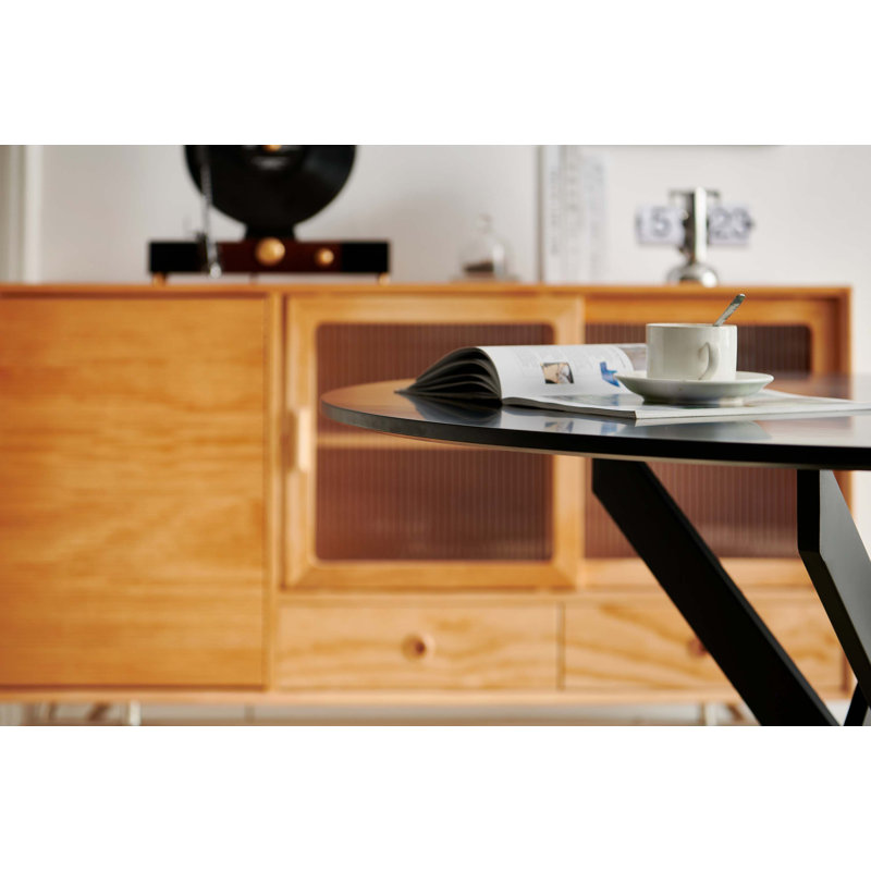 Dining Table With Cross Metal Leg And MDF Top,Modern Space Saving Kitchen Table