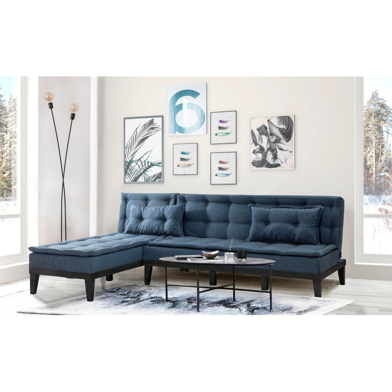 Canapé modulaire d'angle rembourré 88,6 po Sky, Velours bleu marine