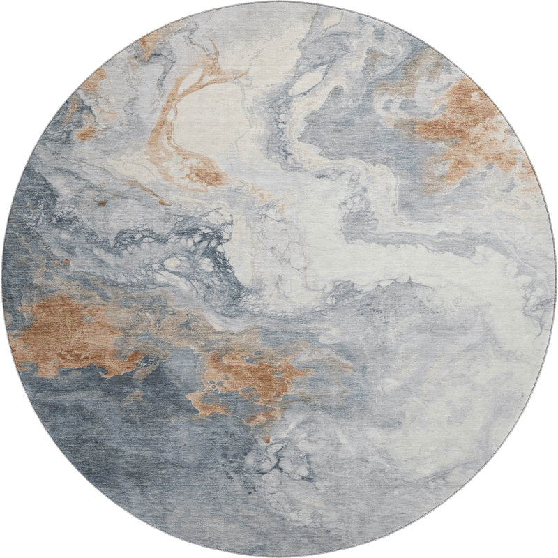 Premium Machine Washable Mayfield AMF1841 Abstract Rug, Round 8'